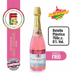 Vino espumoso rosado edición limitada botella plástica 750 cc