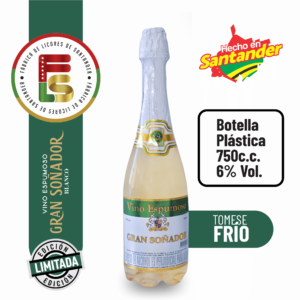 Vino espumoso blanco edición limitada botella plástica 750 cc